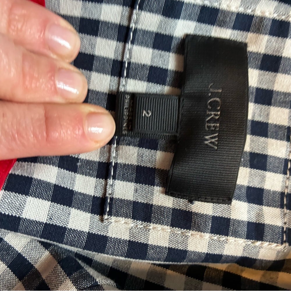 J. Crew Navy and White Gingham Shirt